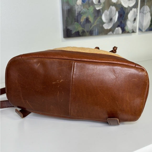 LL Bean Tan Corduroy and Lather Backpack Purse main image 8